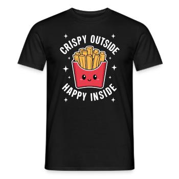French Fries Bag Crispy Outside Happy Inside - Men's T-Shirt - black - Front - AI Model Male 178 light (178cm)