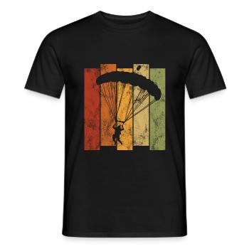 Skydiving parachute skydiver - Men's T-Shirt - black - Front - AI Model Male 178 light (178cm)
