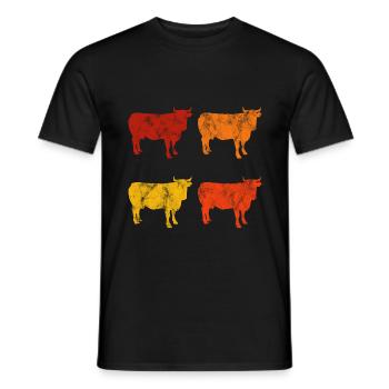 Landwirt Kuh Kühe Rind Retro Landwirtschaft Bauer - Männer T-Shirt - Schwarz - Vorne - AI Model Male 178 light (178cm)