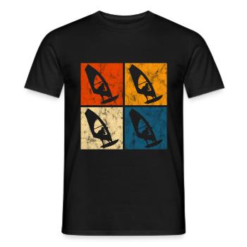 Windsurfing Windsurfen Windsurfer Surfen Retro - Männer T-Shirt - Schwarz - Vorne - AI Model Male 178 light (178cm)