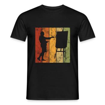 Artiste peinture rétro art artiste peintre - T-shirt homme - noir - Devant - AI Model Male 178 light (178cm)