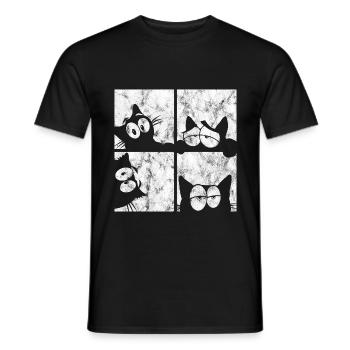 Chat Chat Miau Chat Rétro Chat Chat - T-shirt homme - noir - Devant - AI Model Male 178 light (178cm)