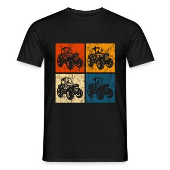 Farm Retro Tractor Farmer Tractor Tractors - Men's T-Shirt - black - Front - AI Model Male 178 light (178cm)