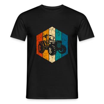 Ferme Fermeur Rétro tracteur tracteur tracteur - T-shirt homme - noir - Devant - AI Model Male 178 light (178cm)