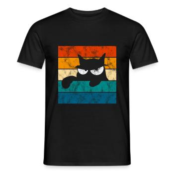 Chat Chat Miau Chat Rétro Chats - T-shirt homme - noir - Devant - AI Model Male 178 light (178cm)