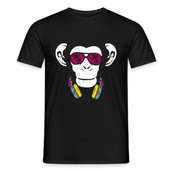 Monkey Cooler Affe DJ Kopfhörer Ausgehen Spaß Part - Männer T-Shirt - Schwarz - Vorne - AI Model Male 178 light (178cm)