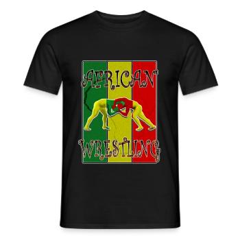 African wrestling - Men's T-Shirt - black - Front - AI Model Male 178 light (178cm)