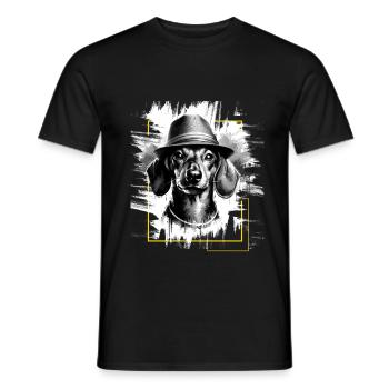 Lunettes de soleil teckel - Animal Print Art Animal Dachshund - T-shirt homme - noir - Devant - AI Model Male 178 light (178cm)