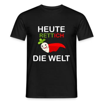 Rettich Superheld / Heute Rettich die Welt - Männer T-Shirt - Schwarz - Vorne - AI Model Male 178 light (178cm)