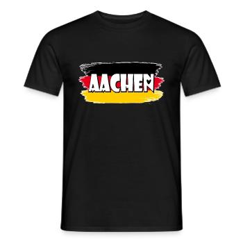 Aachen Deutschland Flagge - Männer T-Shirt - Schwarz - Vorne - AI Model Male 178 light (178cm)