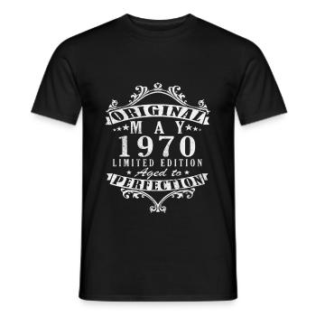 May 1970 Birthday May 1970 May 1970 - Men's T-Shirt - black - Front - AI Model Male 178 light (178cm)