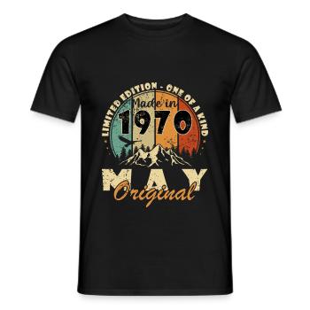 Geboren im Mai 1970 Geburtstag Mai 1970 Geburtstag - Männer T-Shirt - Schwarz - Vorne - AI Model Male 178 light (178cm)