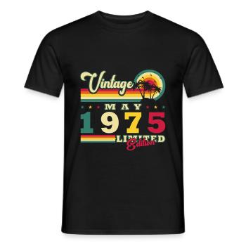 May 1975 | Birthday Gift May 1975 May 1975 - Men's T-Shirt - black - Front - AI Model Male 178 light (178cm)