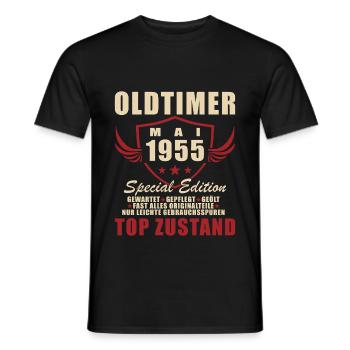 70. Geburtstag Oldtimer Mai Jahrgang 1955 - Männer T-Shirt - Schwarz - Vorne - AI Model Male 178 light (178cm)