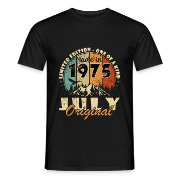 July 1975 July 1975 Birthday July 1975 - Men's T-Shirt - black - Front - AI Model Male 178 light (178cm)