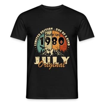 Juli 1980 Retro Geburtstag Geboren im Juli 1980 - Männer T-Shirt - Schwarz - Vorne - AI Model Male 178 light (178cm)