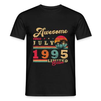 Juli 1995 Vintage Retro Geburtstagsgeschenk - Männer T-Shirt - Schwarz - Vorne - AI Model Male 178 light (178cm)