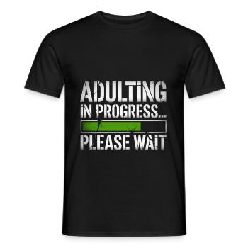 Adulte, attendez, grandir, être parent - Techno - T-shirt homme - noir - Devant - AI Model Male 178 light (178cm)