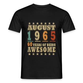 60. Geburtstag Original August 1965 Jahrgang 1965 - Männer T-Shirt - Schwarz - Vorne - AI Model Male 178 light (178cm)