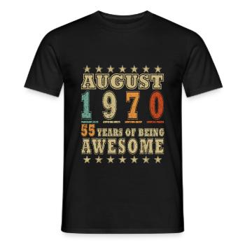 55. Geburtstag Original August 1970 Jahrgang 1970 - Männer T-Shirt - Schwarz - Vorne - AI Model Male 178 light (178cm)