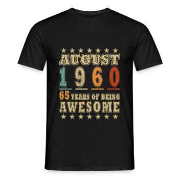 65e anniversaire Légende August Né en 1960 - T-shirt homme - noir - Devant - AI Model Male 178 light (178cm)