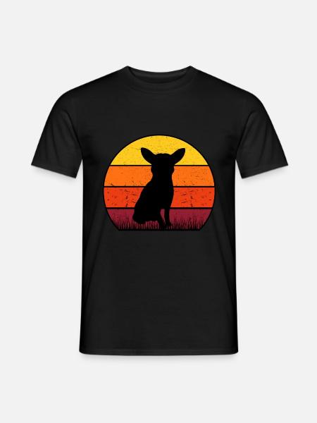 Chihuahua Retro Sunset Bandana - Männer T-Shirt - Schwarz