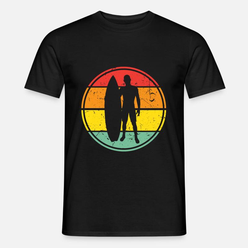 Retro Surfer Silhouette - Männer T-Shirt - Schwarz