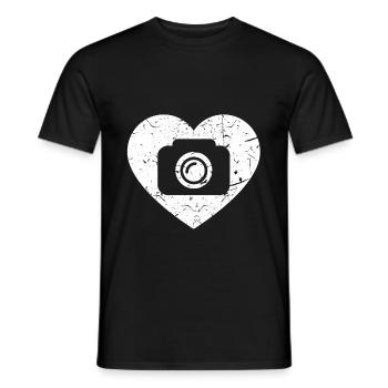 Camera in the heart symbol - Men's T-Shirt - black - Front - AI Model Male 178 light (178cm)