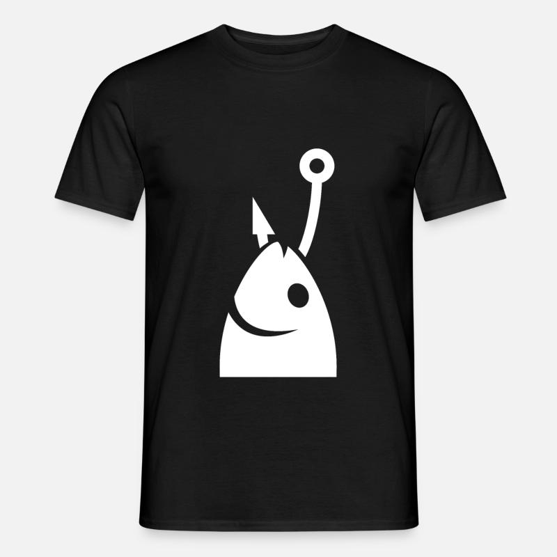 Fischkopf am Haken - Männer T-Shirt - Schwarz
