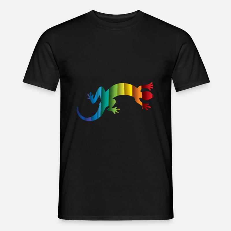 Gecko Echse Reptil Silhouette - Männer T-Shirt - Schwarz