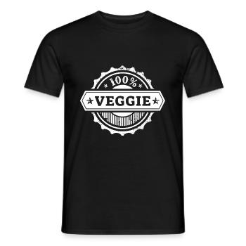 Veggie 100% Vegetarian Vegan - Men's T-Shirt - black - Front - AI Model Male 178 light (178cm)