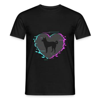 Kanaan-Hund im Herz mit Retro Look - Männer T-Shirt - Schwarz - Vorne - AI Model Male 178 light (178cm)