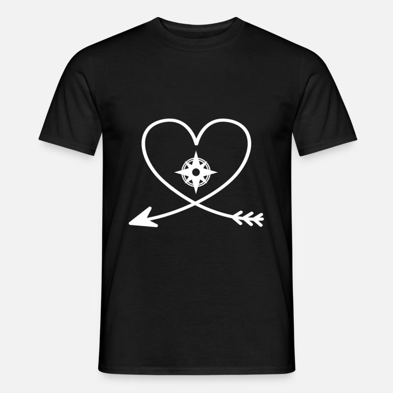 Kompass Herz Pfeil - Männer T-Shirt - Schwarz