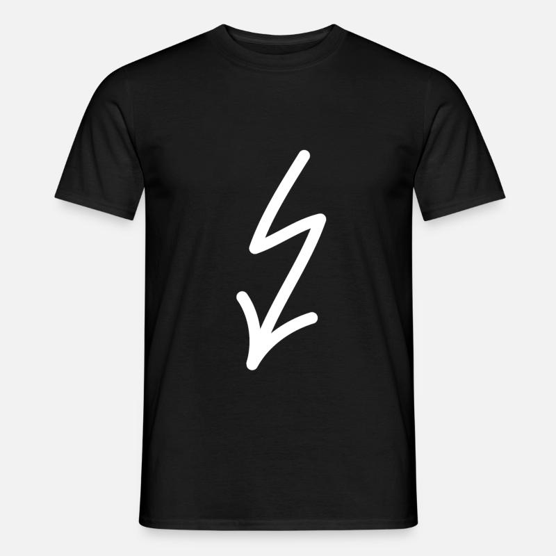 Blitz Pfeil nach links unten - Männer T-Shirt - Schwarz