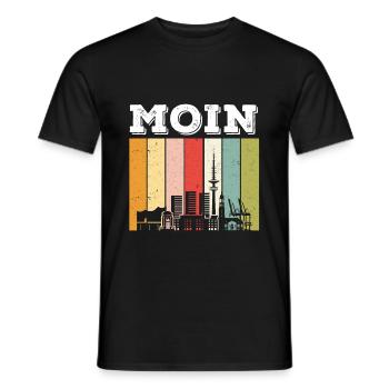 Moin Hamburg Retro Skyline - Männer T-Shirt - Schwarz - Vorne - AI Model Male 178 light (178cm)