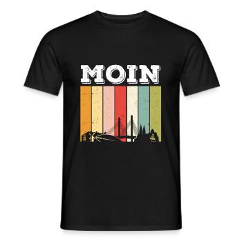 Moin Bremen Retro Skyline - Männer T-Shirt - Schwarz - Vorne - AI Model Male 178 light (178cm)