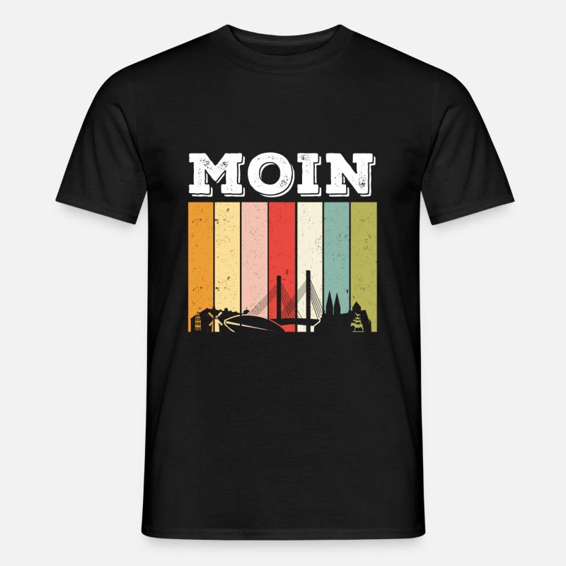 Moin Bremen Retro Skyline - Männer T-Shirt - Schwarz
