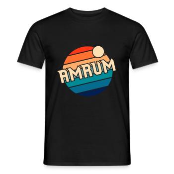 Amrum Retro Nordsee Vintage Insel Logo - Männer T-Shirt - Schwarz - Vorne - AI Model Male 178 light (178cm)
