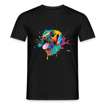 Golden Retriever Pop Art Motiv für Hundebesitzer - Männer T-Shirt - Schwarz - Vorne - AI Model Male 178 light (178cm)