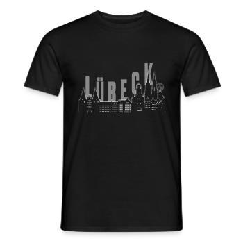 Ligne d’horizon de Lübeck - T-shirt homme - noir - Devant - AI Model Male 178 light (178cm)