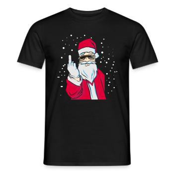 Santa middle finger Christmas gift - Men's T-Shirt - black - Front - AI Model Male 178 light (178cm)