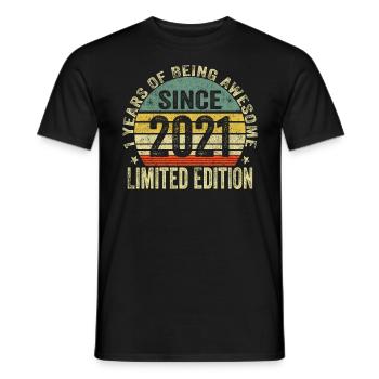 Cadeau en édition limitée 2021 pour votre 1er anniversaire - T-shirt homme - noir - Devant - AI Model Male 178 light (178cm)