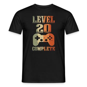 Rétro 20ème anniversaire Niveau 20 ans débloqué - T-shirt homme - noir - Devant - AI Model Male 178 light (178cm)
