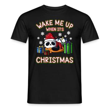 Réveille-moi quand c’est Noël flocons de neige Panda - T-shirt homme - noir - Devant - AI Model Male 178 light (178cm)