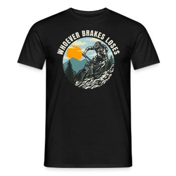 Whoever brakes loose MTB mountain bike road bike BMX - Men's T-Shirt - black - Front - AI Model Male 178 light (178cm)