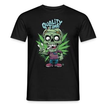 Skull Kiffer - Quality Time, Totenkopf - Männer T-Shirt - Schwarz - Vorne - AI Model Male 178 light (178cm)