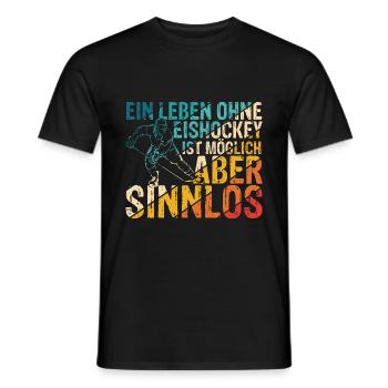 Eishockey Spieler Puck Eis Sport Geschenk Eishocke - Männer T-Shirt - Schwarz - Vorne - AI Model Male 178 light (178cm)