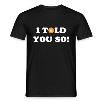 I Told You So I Funny Bitcoin Logo Design - Men's T-Shirt - black - Front - AI Model Male 178 light (178cm)