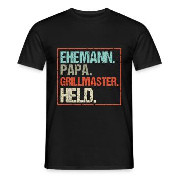 Ehemann Papa Grillmeister Held Vatertag Männertag - Männer T-Shirt - Schwarz - Vorne - AI Model Male 178 light (178cm)