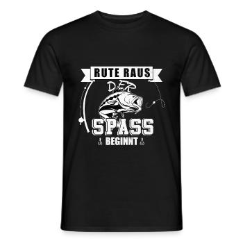 Rute Raus der Spass beginnt Fischer Angler Geschen - Männer T-Shirt - Schwarz - Vorne - AI Model Male 178 light (178cm)